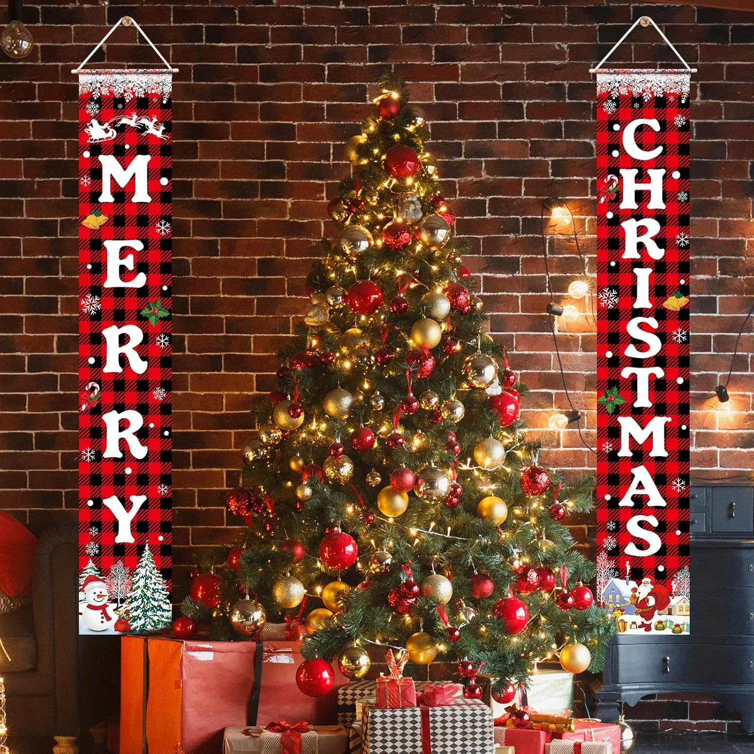 Christmas Decorations Merry Christmas Banner Xmas Porch Door Sign Welcome Banner for Wall Home Party Decor Christmas Decorations Indoor Outdoor - Image 2