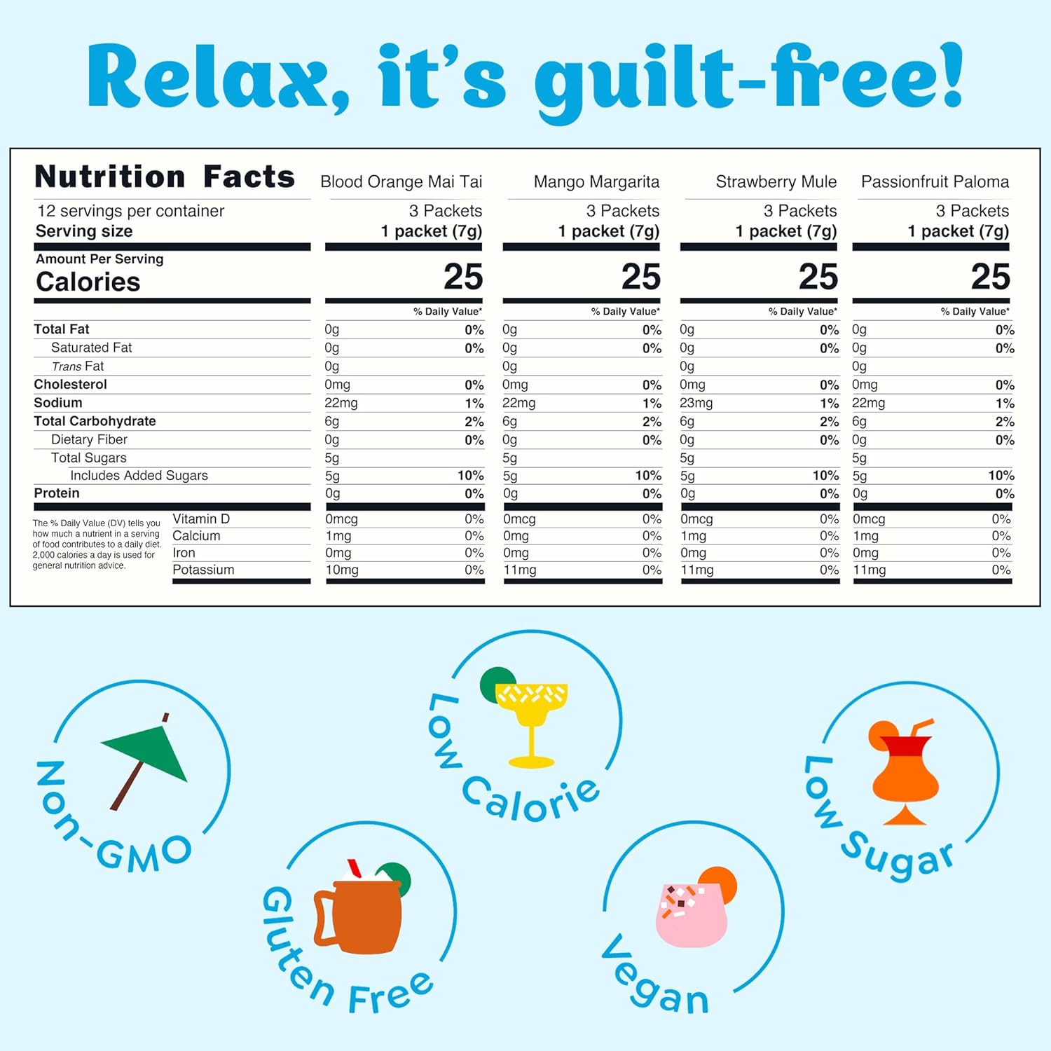 Variety Pack Cocktail & Mocktail Drink Mixer, Skinny Mixes - Water Flavoring Packets - Made with Real Fruit - Vegan Low-Carb, Low-Sugar, Non-Gmo, Dairy Free, Gluten Free, 12 Pack - Image 2