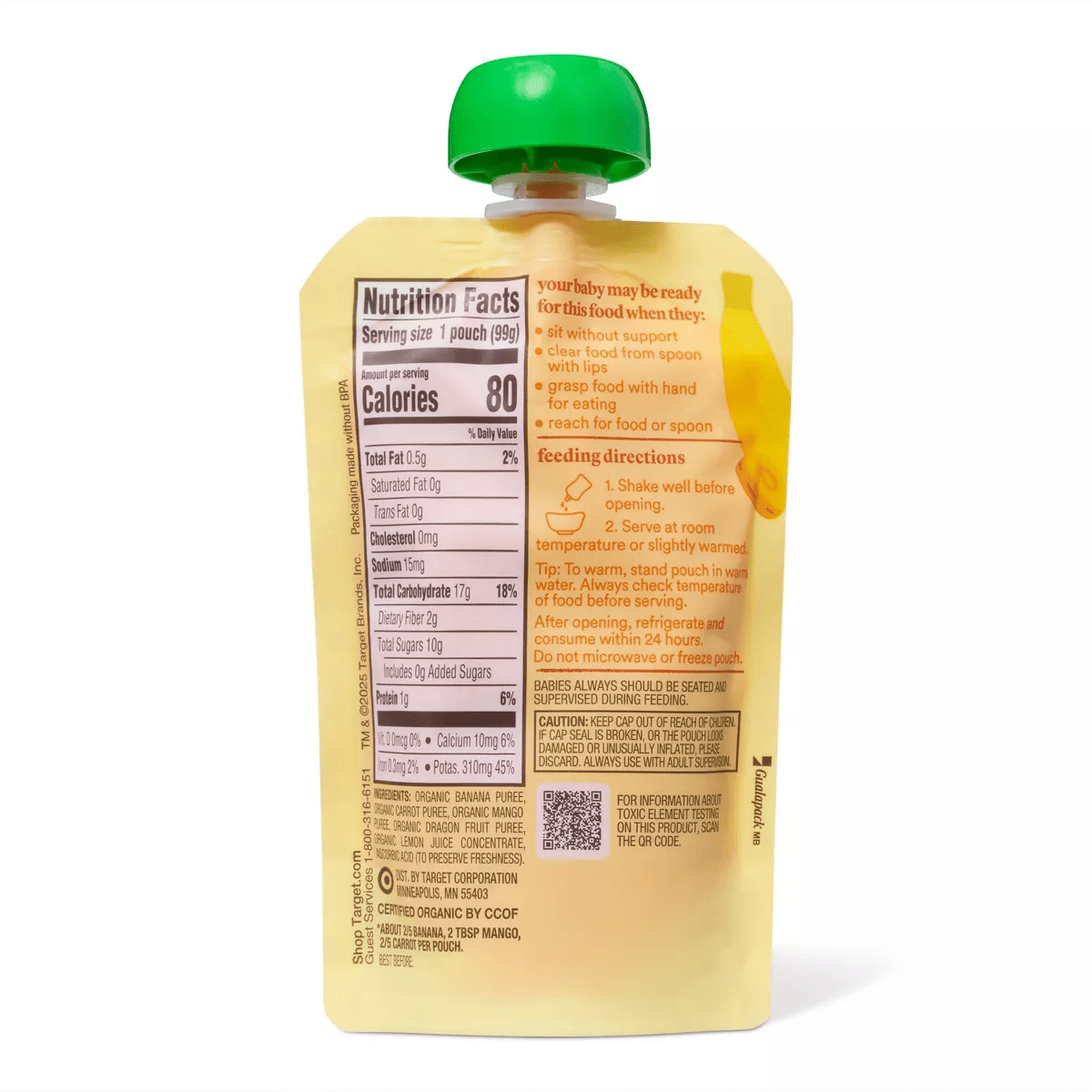 Organic Banana Carrot Mango Baby Food Pouch - 3.5Oz - Good & Gatherâ„¢ - Image 2