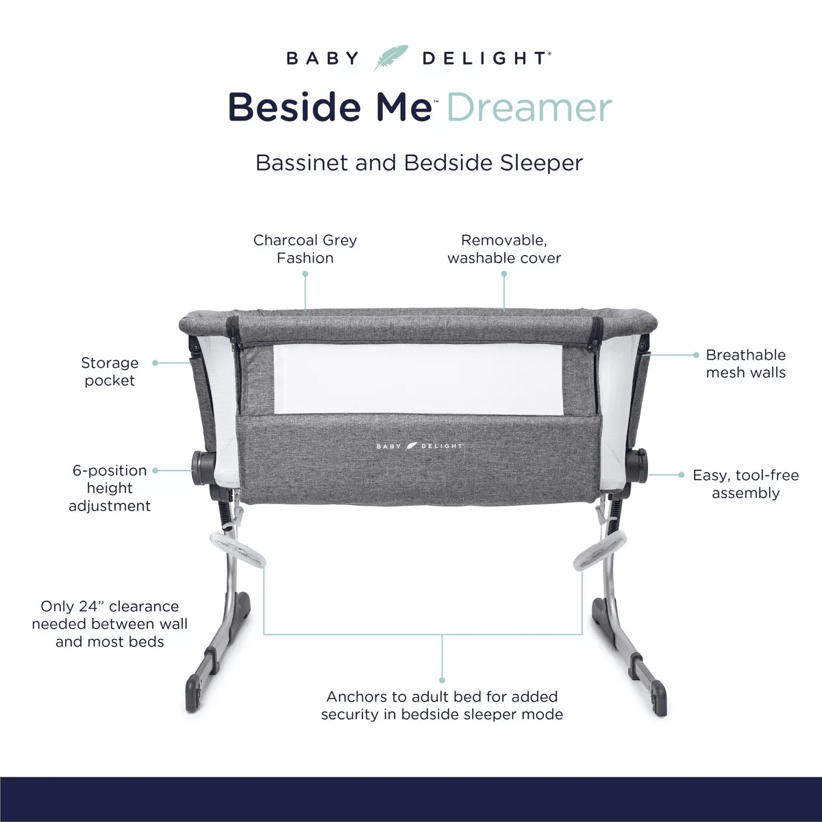 Baby Delight beside Me Dreamer Bassinet and Bedside Sleeper - Image 22