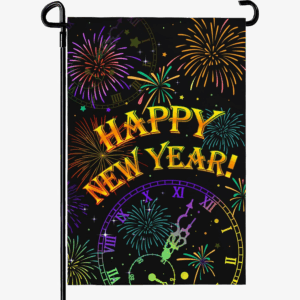 Happy New Year Garden Flags Firework Sparkle Night Sky Yard Flag 12X18 Inch Double Sided New Year Decorations for outside Lawn Celebrate Party Flag