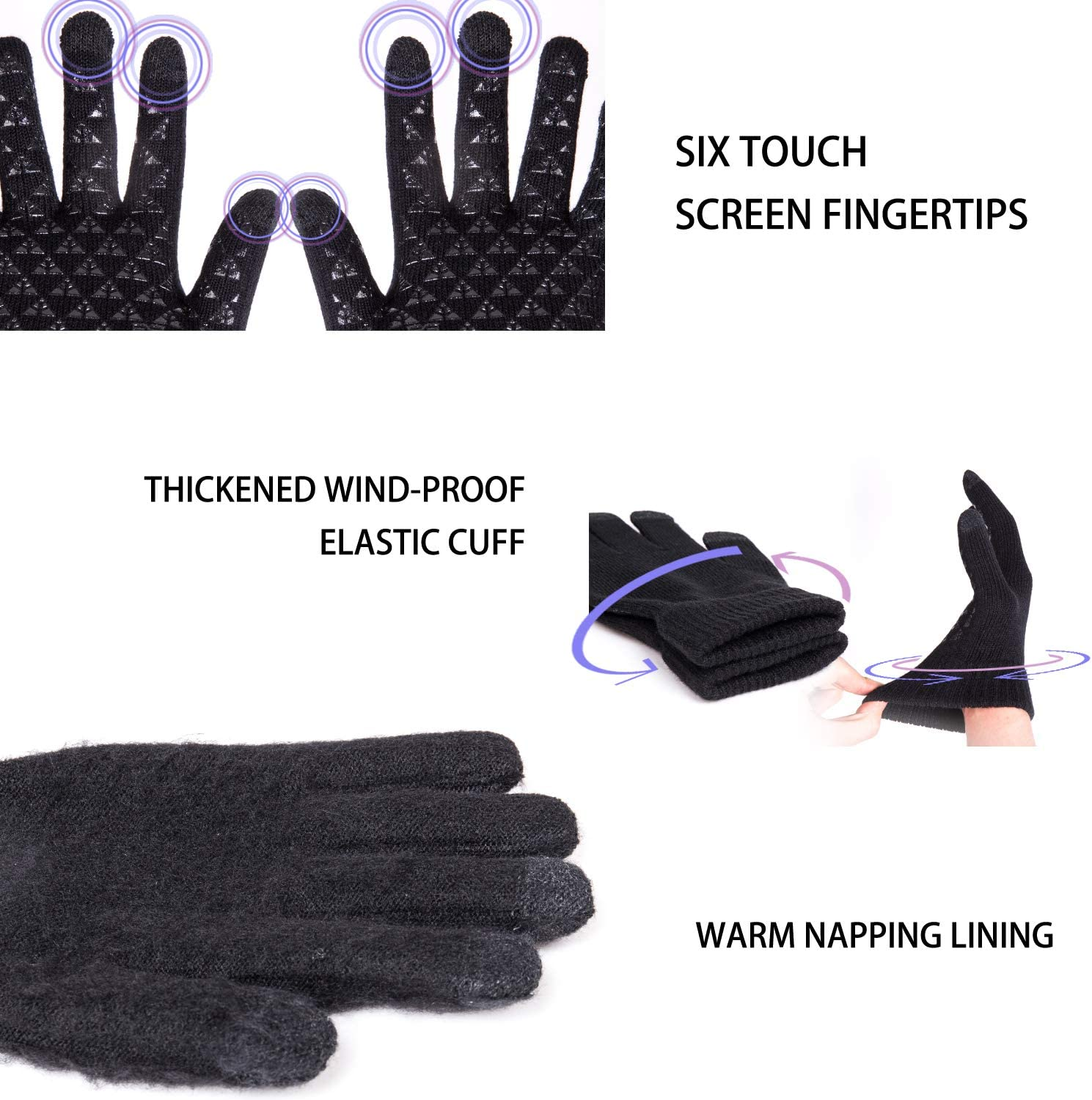 Winter Gloves for Men Women - Upgraded Touch Screen Cold Weather Thermal Warm Knit Glove for Running Driving Hiking - Image 3