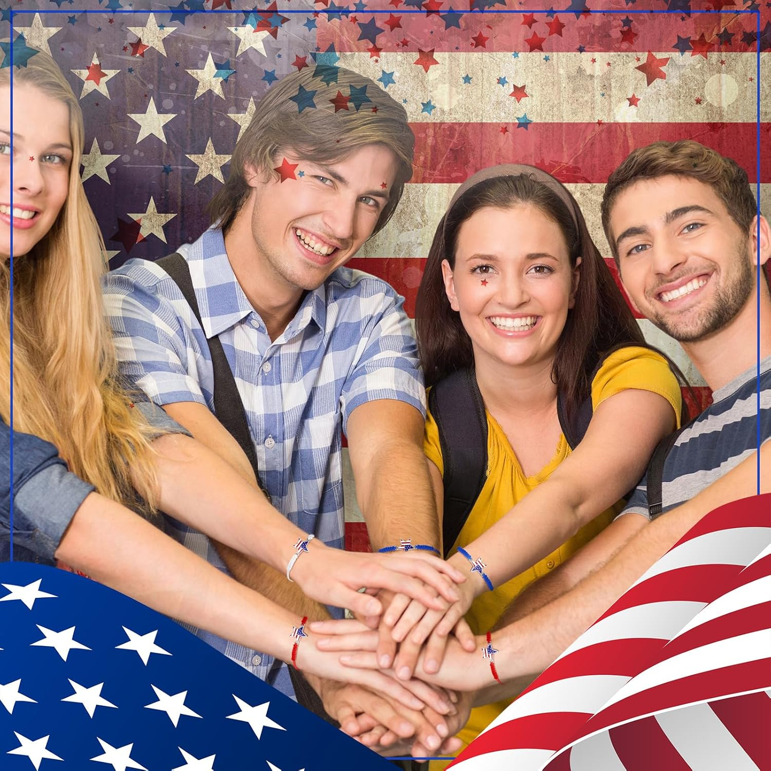 24 Pcs 4Th of July Bracelets Red White and Blue American Flag Star Woven Adjustable Bracelets Patriotic Party Favors USA Flag Jewelry for Women Independence Day Accessories Souvenirs Gifts - Image 5