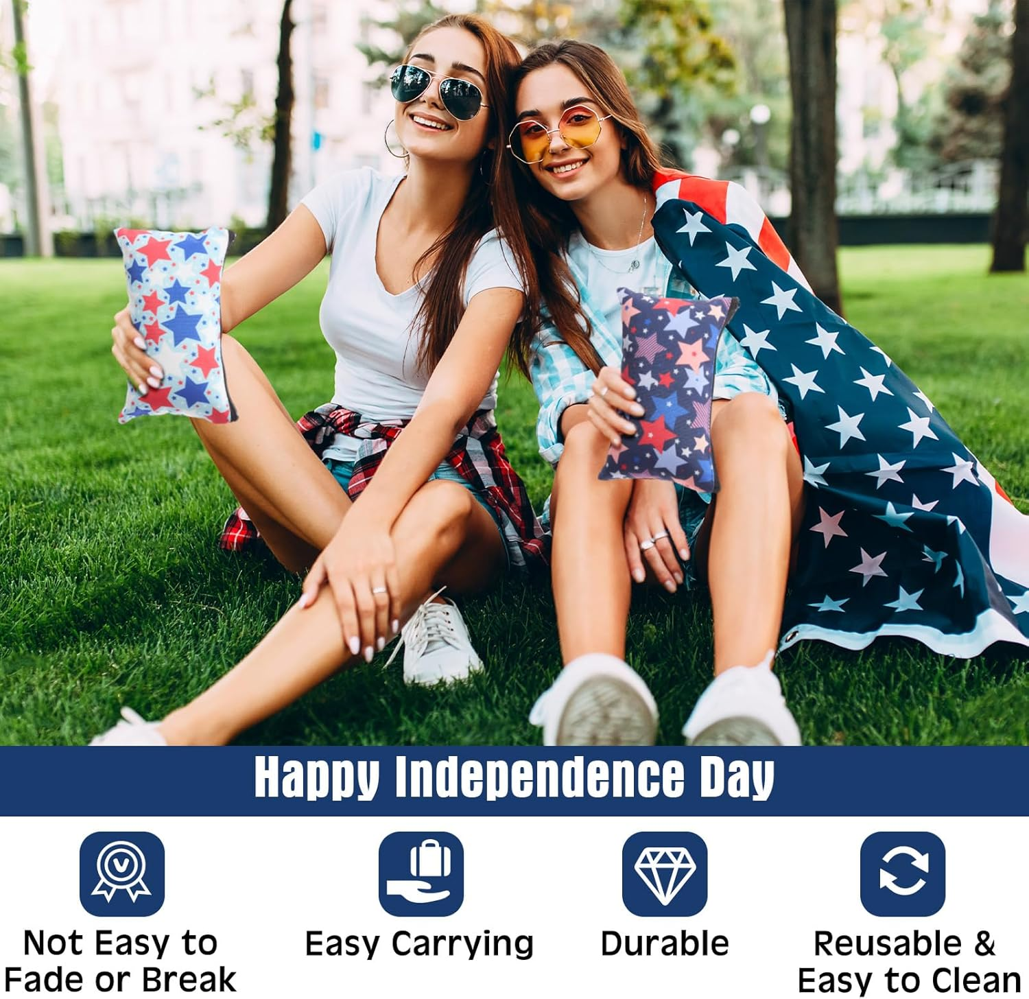 24 Pcs Patriotic Cosmetic Bags 4Th of July Makeup Bags Toiletry Pouch with Zipper Travel Cosmetic Organizer for Independence Day Gift Women Girls 24 Styles - Image 4