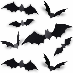 60PCS Halloween Bats Decoration, 4 Different Sizes Realistic PVC Black 3D Scary Bat Sticker for Home Decor DIY Wall Decal Bathroom Indoor Hallowmas Party Supplies