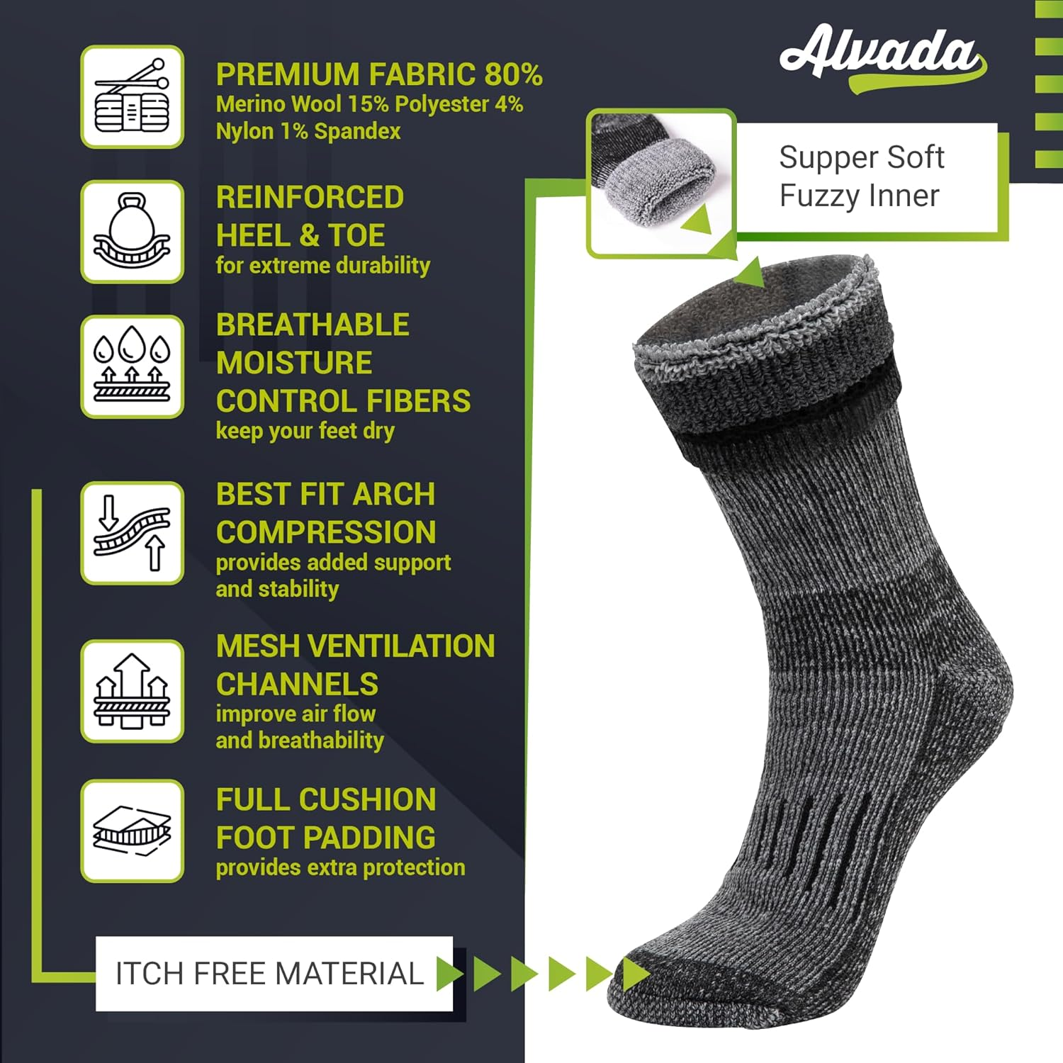 Warm Thermal Wool Socks for Winter Moisture Wicking and Breathable Cozy Boot Socks - Image 4