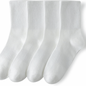 Womens Striped Crew Socks, Cotton Cozy Casual Socks for Women 4 Pairs, Size 5-10