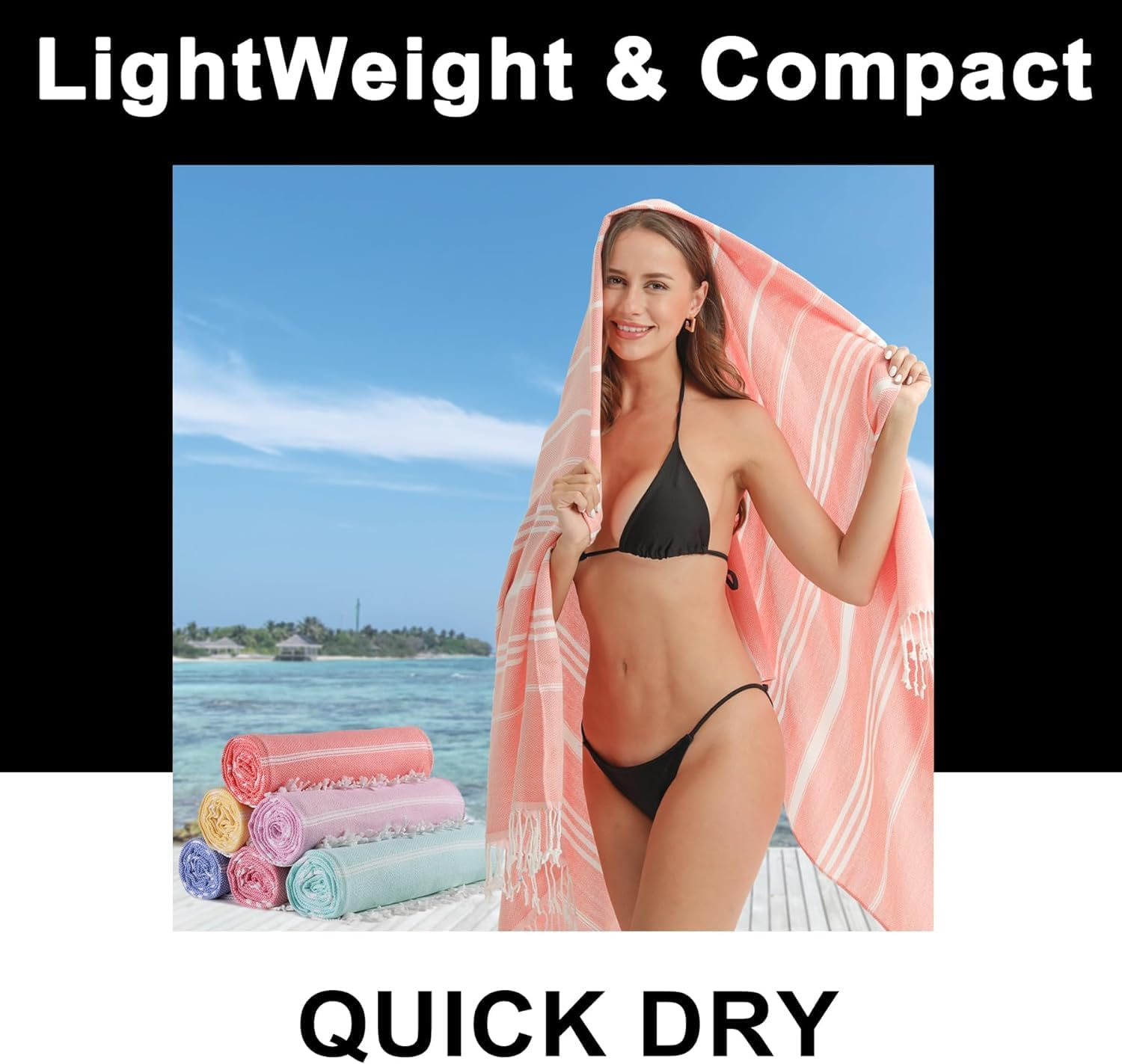 Turkish Beach Towels Vacation Essentials Quick Dry Sand Free Oversized Bath Pool Swim Towel Extra Large XL Blanket Adult Travel Cruise Accessories Must Haves Clearance Stuff Necessities - Image 2