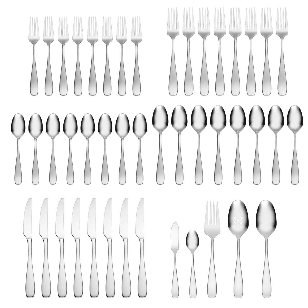 Oneida 45Pc Ainsley Flatware Set: Stainless Steel Silverware, Service for 8, Dishwasher-Safe, Includes Serving Utensils - Image 3