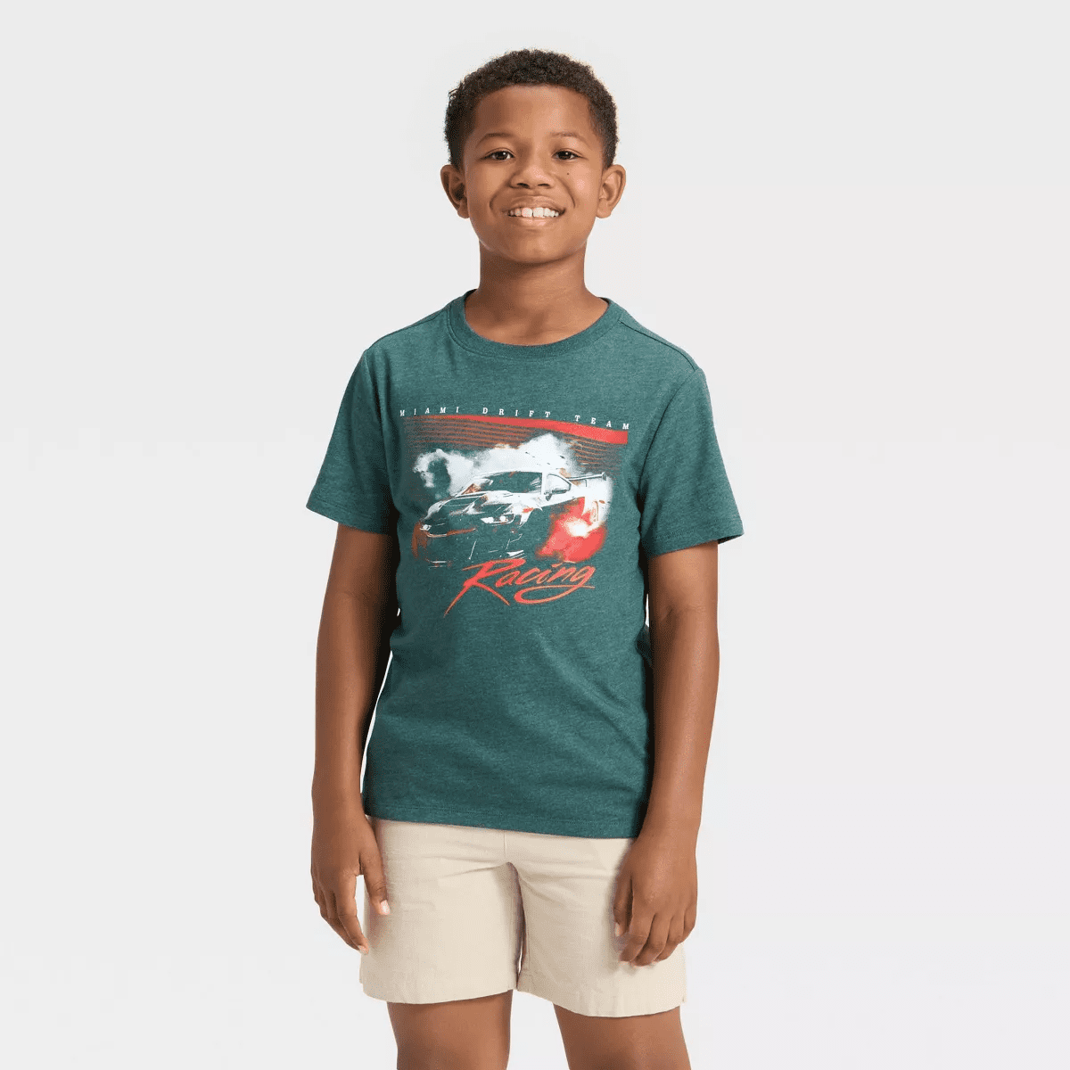 Boys' Short Sleeve Miami Drift Team Graphic T-Shirt - Cat & Jack Dark™ Dark Green