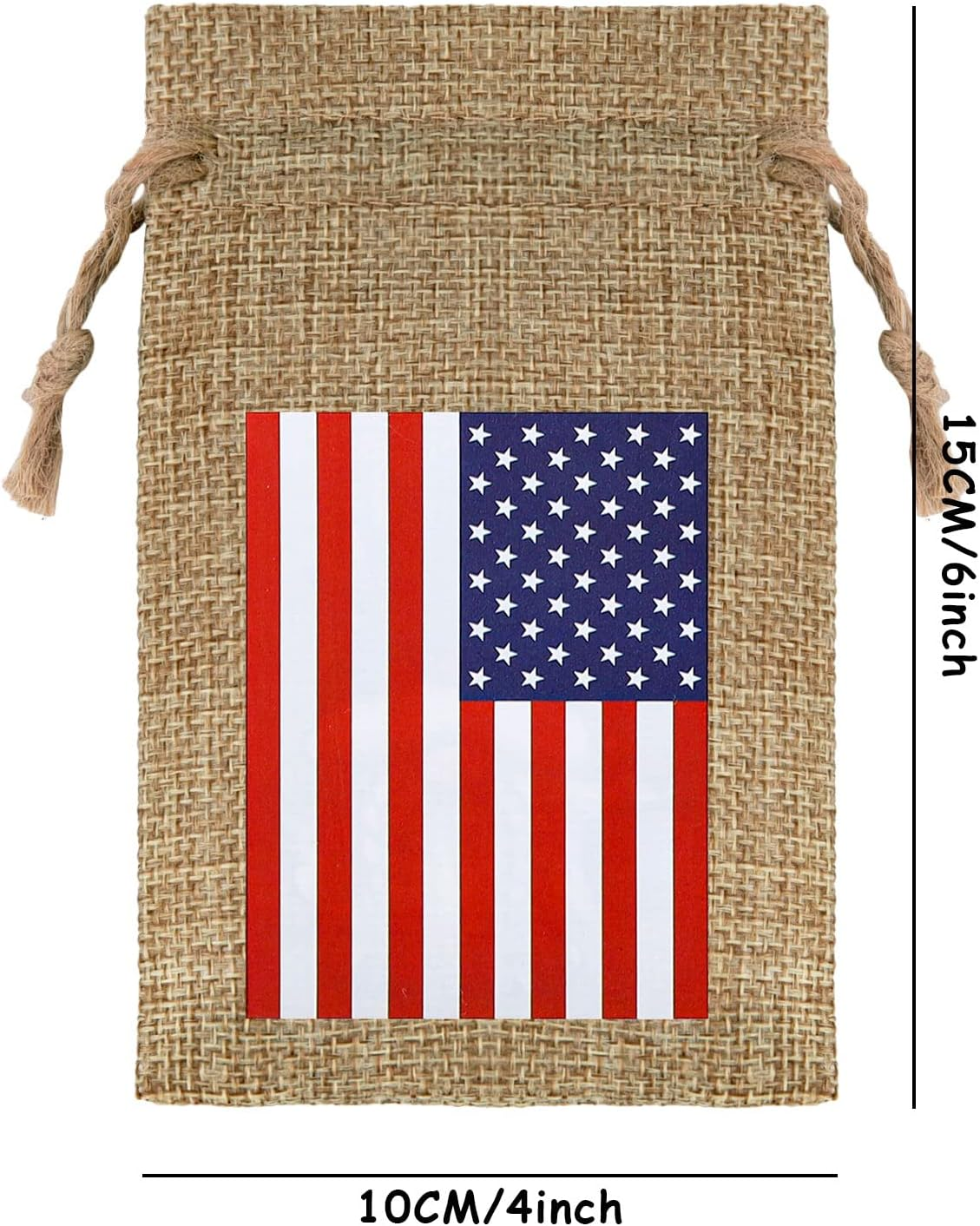 20Pcs 4Th of July Drawstring Gift Bags Patriotic American Flag Treat Goodie Bags Rustic Party Favor Pouch Bag for Independence Day Memorial Day Veterans Day Labor Day DIY Crafts Decor, 4 X 6 - Image 2