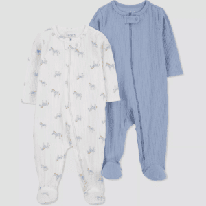 Carter'S Just One You® Baby Boys' 2Pk Zebra Sleep N' Play - Blue/Ivory
