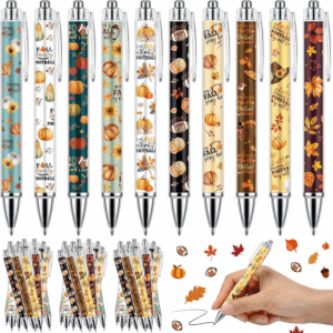 50 Pcs Fall Ballpoint Pens Bulk Autumn Maple Leaf Pumpkin Football Gift Pens for Thanksgiving Party Fall Harvest Autumn Supplies