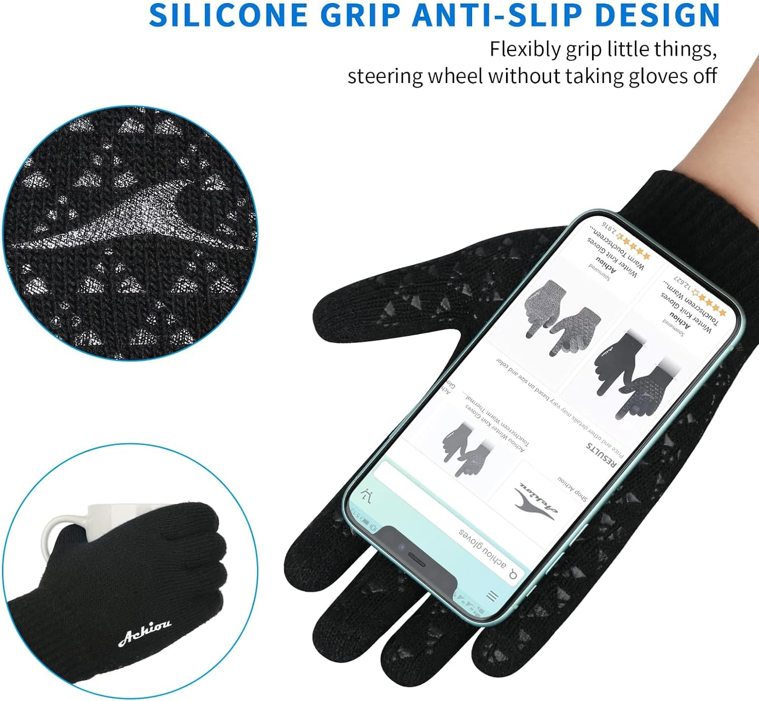 Winter Gloves, Glove for Men Women, Upgraded Touch Screen Texting Warm Running with Thermal Soft Knit Lining - Image 2