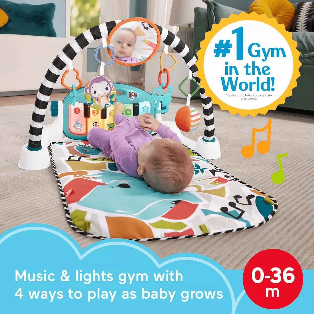 Fisher-Price Glow & Grow Kick and Play Gym - Blue - Image 7