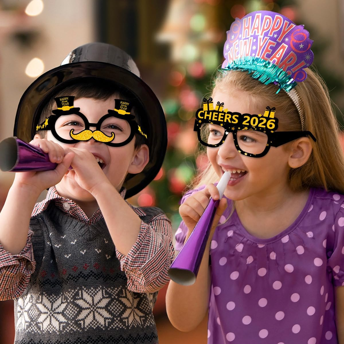 16 Pcs 2026 Happy New Year Glasses Frame Party Fun Photo Props Paper Glasses Frame New Year Gift Ball Selfie Supplies Decoration - Image 3
