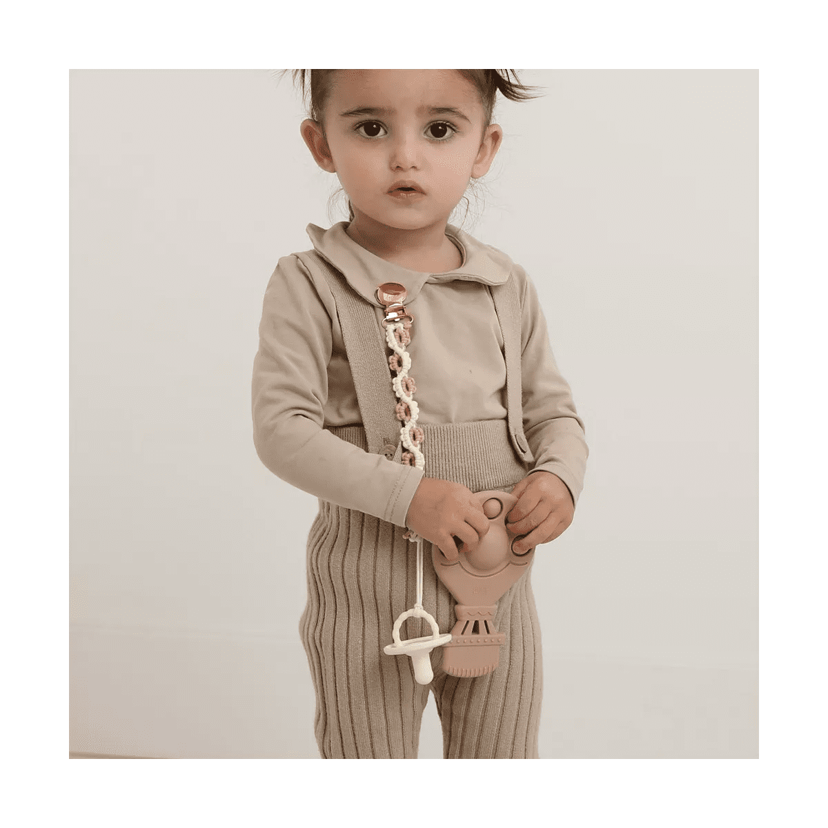 Macrame Pacifier Clip - Baby Pacifier Holder Leash Boho Wooden Clips - Teething Toy with Handmade Braided Cotton Modern Unisex Baby Gift (Multicolor) - Image 3