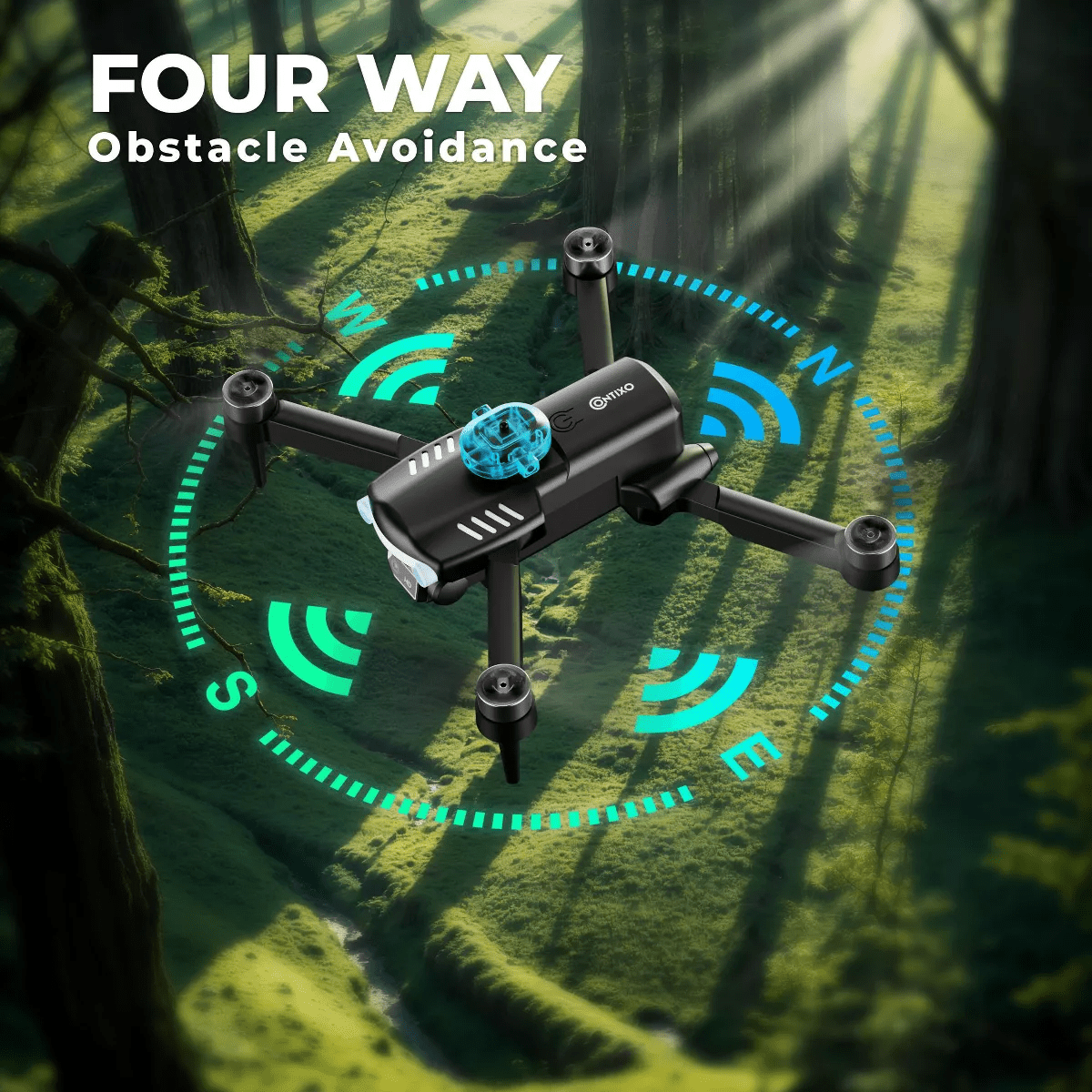 Contixo F19 Arvo Foldable Drone with 1080P HD Camera, FPV, Obstacle Avoidance, 2 Batteries, Brushless Motors & LED Lights – Black - Image 5