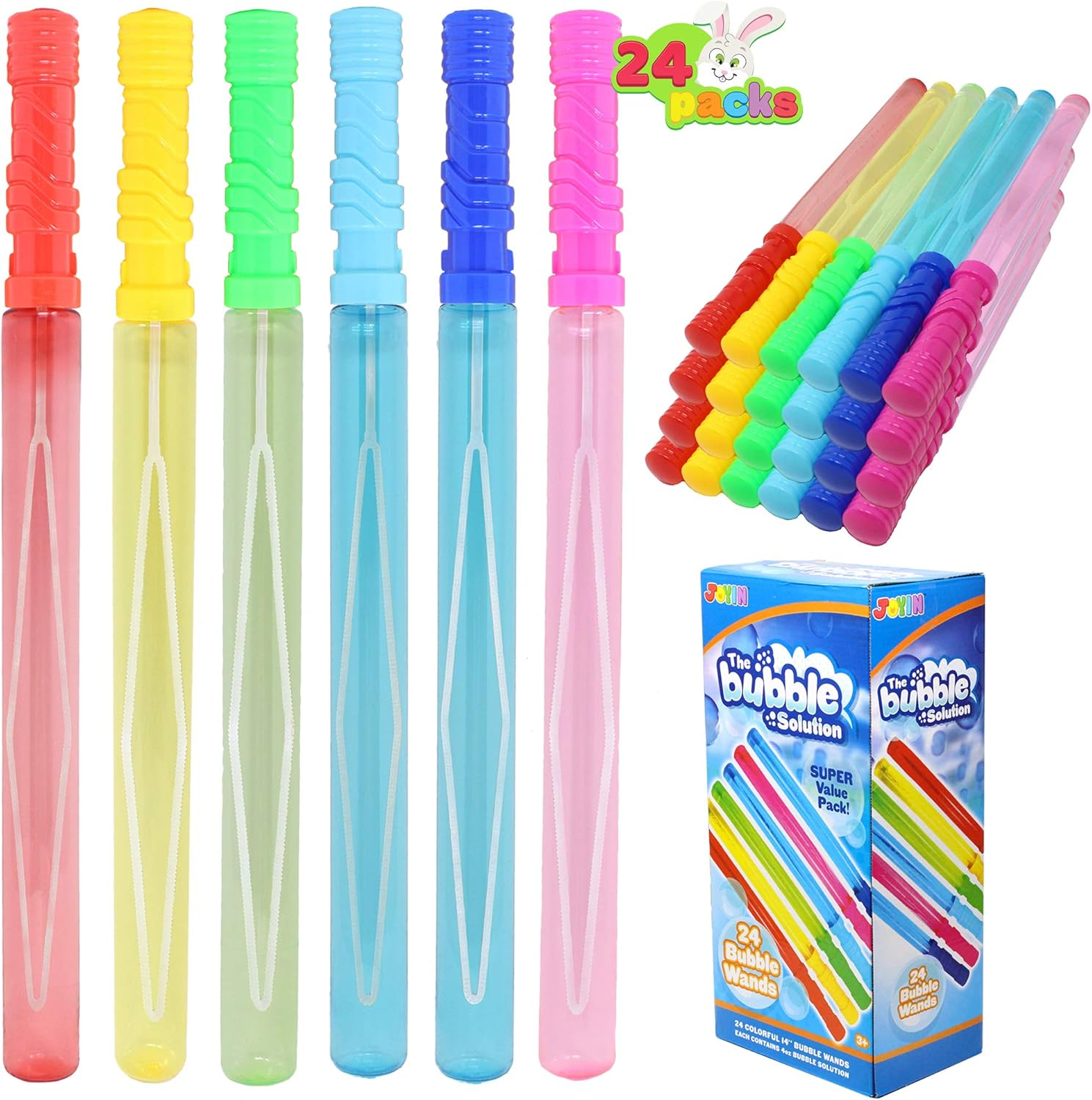 24 Pack 14.6’’ Big Bubble Wands Bulk (2 Dozen) for Summer Toy, Outdoor/Indoor Activity Use, Easter, Bubbles Party Favors Supplies for Kids - Image 8