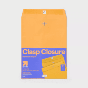 4Ct 9" X 12" Clasp Closure Manila Envelopes - Up&Up™: Large Mailing Envelopes, Beige, Paper, Stationery, 4 Pack