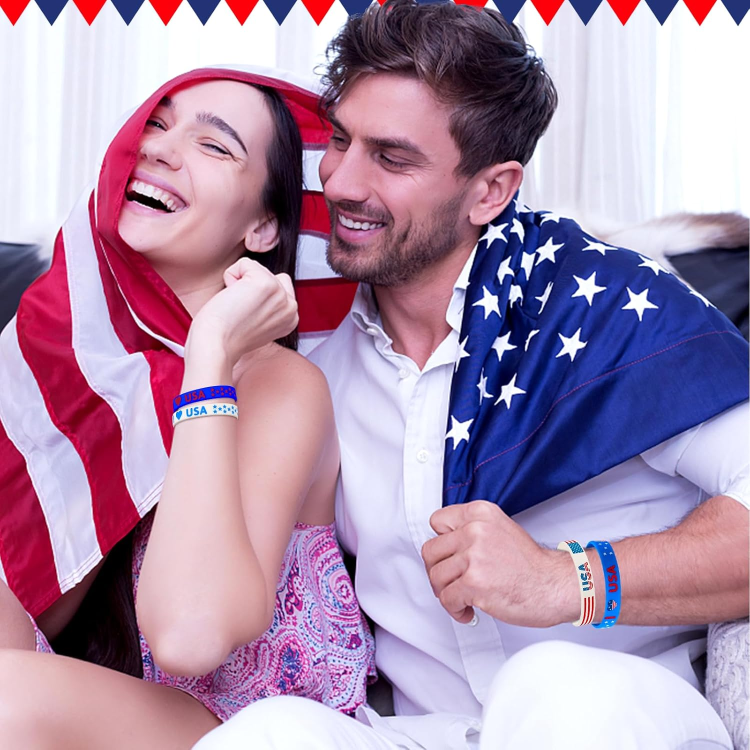 24Pcs 4Th of July Party Favors Silicone Bracelets USA American Flag Red White and Blue Rubber Wristbands for Patriotic Independence Day Party Gifts Holiday Decorations Supplies (6 Designs) - Image 7