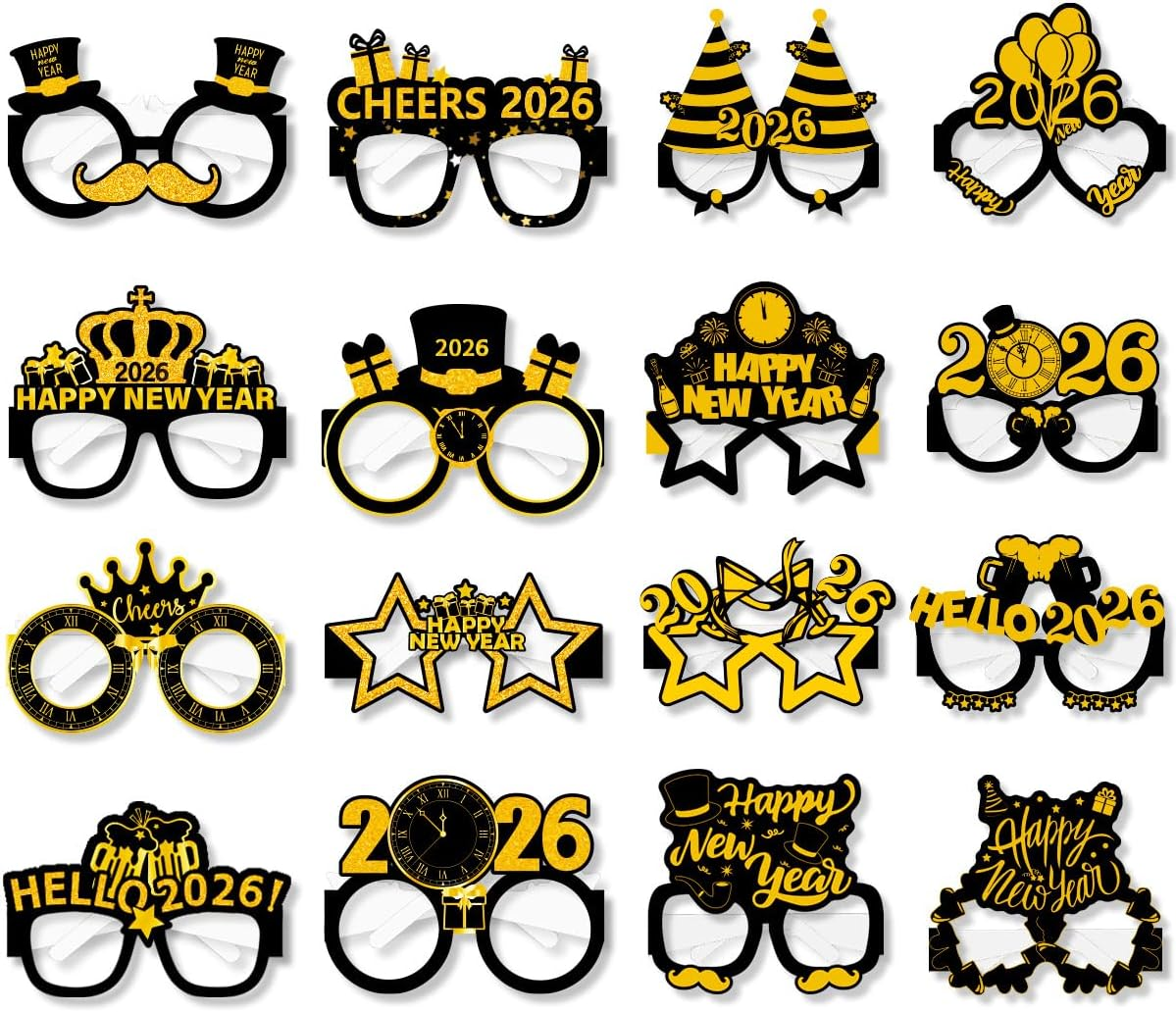 16 Pcs Happy New Year Eyeglasses 2026 New Year’S Party Glasses Photo Prop for New Year’S Eve Party Supplies Decoration - Image 5