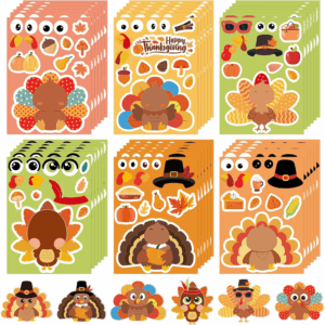 Thanksgiving Stickers for Kids 36 Sheets Make a Turkey Face Stickers Thanksgiving Crafts for Kids Make Your Own Turkey Sticker