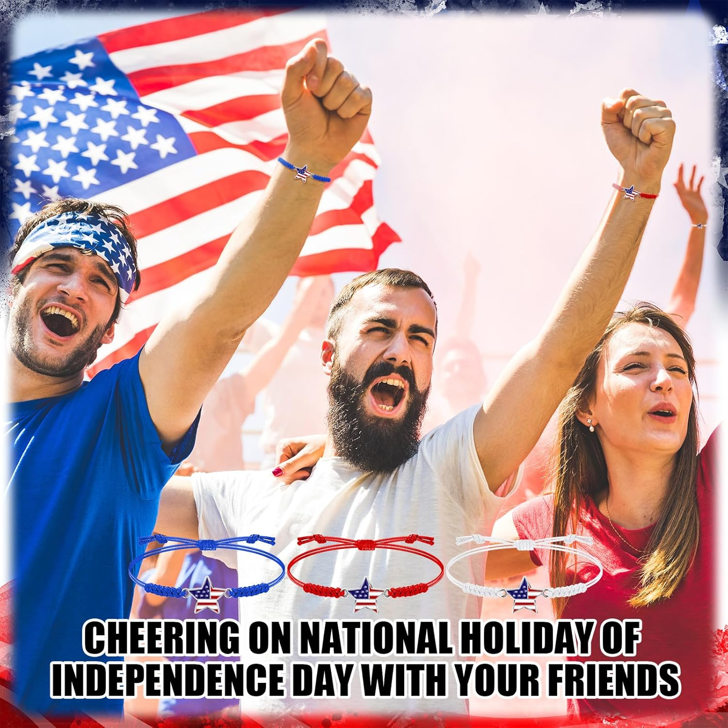 24 Pcs 4Th of July Bracelets Red White and Blue American Flag Star Woven Adjustable Bracelets Patriotic Party Favors USA Flag Jewelry for Women Independence Day Accessories Souvenirs Gifts - Image 6