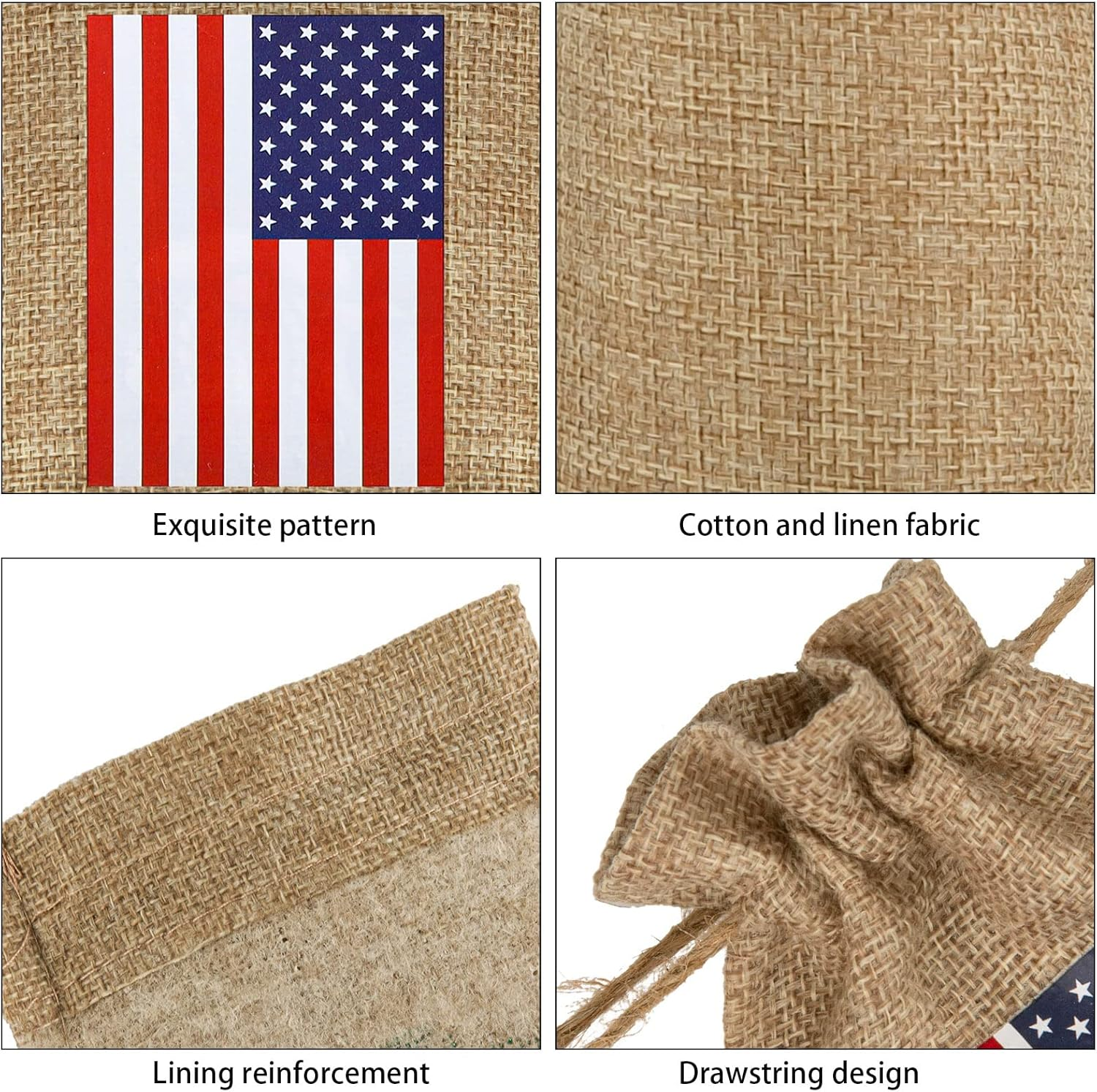 20Pcs 4Th of July Drawstring Gift Bags Patriotic American Flag Treat Goodie Bags Rustic Party Favor Pouch Bag for Independence Day Memorial Day Veterans Day Labor Day DIY Crafts Decor, 4 X 6 - Image 3