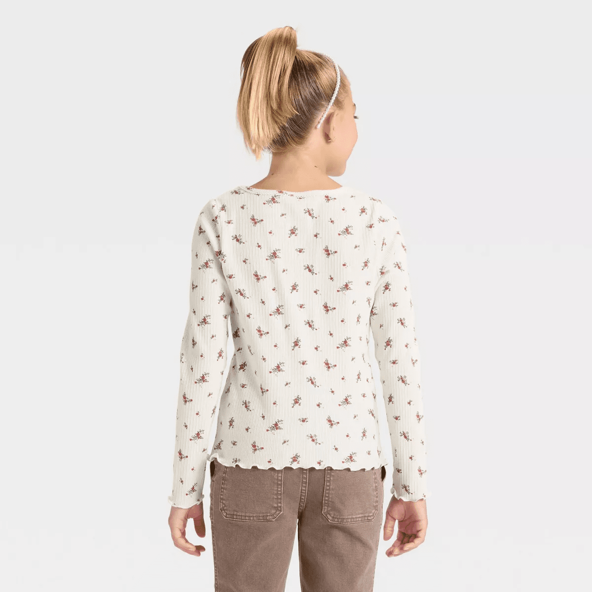 Girls' Long Sleeve Ribbed Knit T-Shirt - Cat & Jack - Image 2