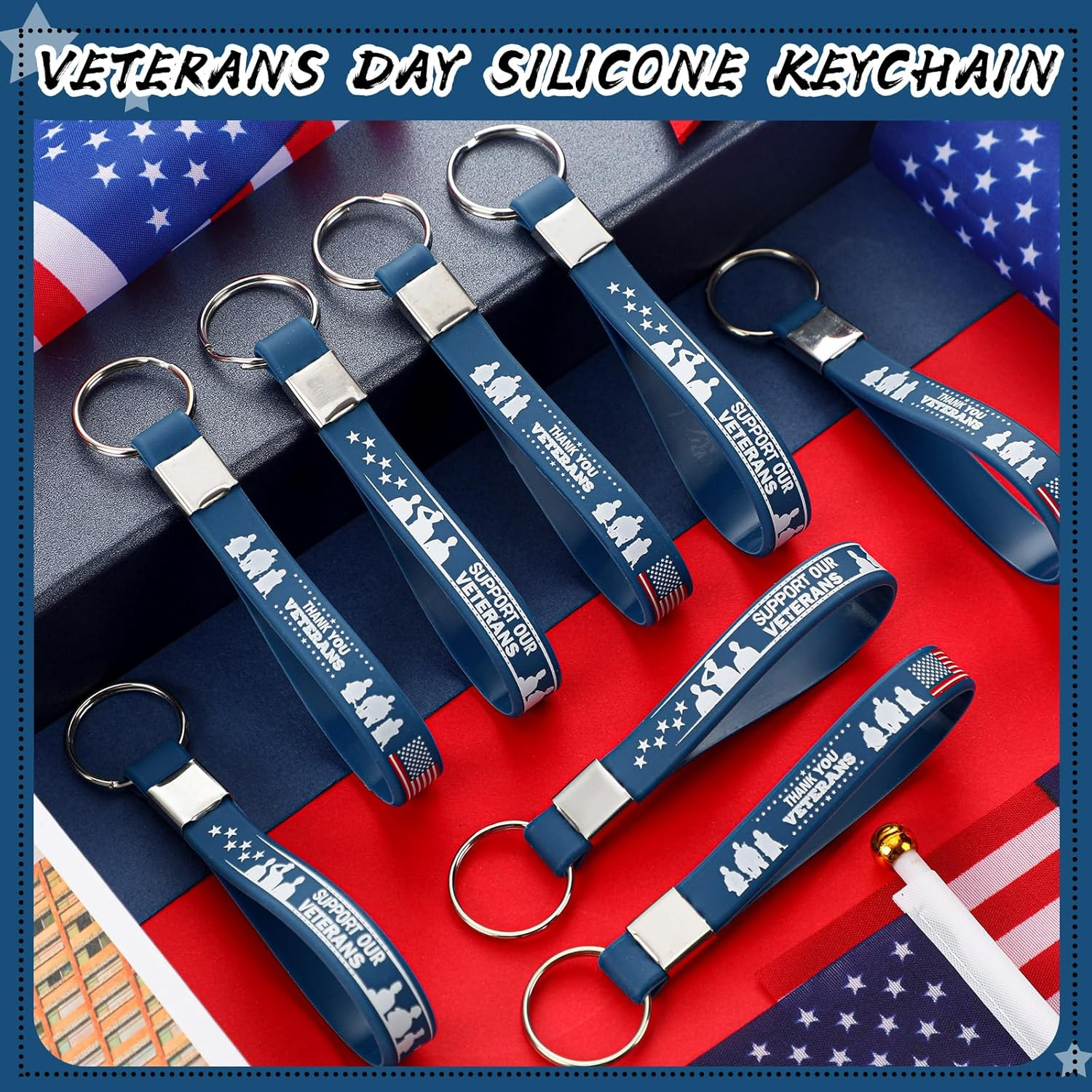 200 Pcs Veterans Day Gift Silicone Keychain Gifts Set Military Day Party Favors Bulk Patriotic Party Decoration Supplies - Image 4