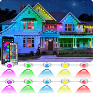 300FT Permanent Outdoor Lights,Rgb Eaves Light with App Control Remote,Diy Scene Modes IP67 Waterproof under Eave Lighting,Outdoor Lights for Decor,Garden Decor,House,Party,Holiday