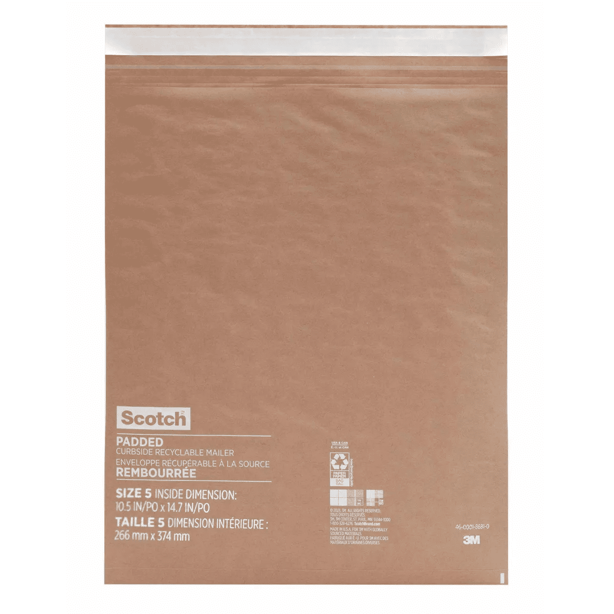Scotch 10.5"X14.7"Curbside Recyclable Mailer Size 5: Self-Adhesive Padded Shipping Envelopes, Tan - Image 13