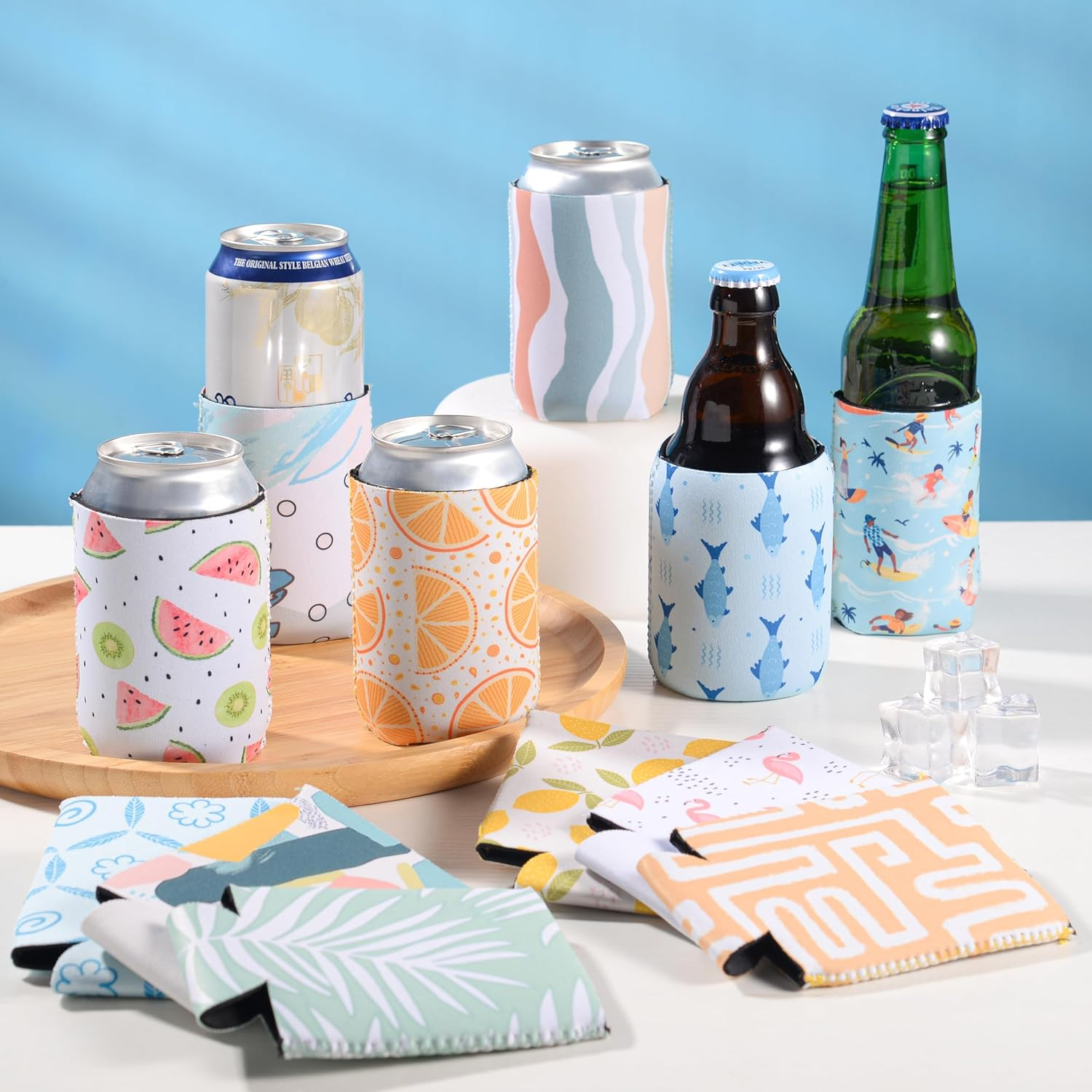 12 Pack Summer Can Cooler Sleeve Insulated Neoprene Can Coolers in Bulk, Beach Pool Bottle Can Drink Holder Party Decorations, Men Women Birthday Bachelorette Party Favor Gifts - Image 4