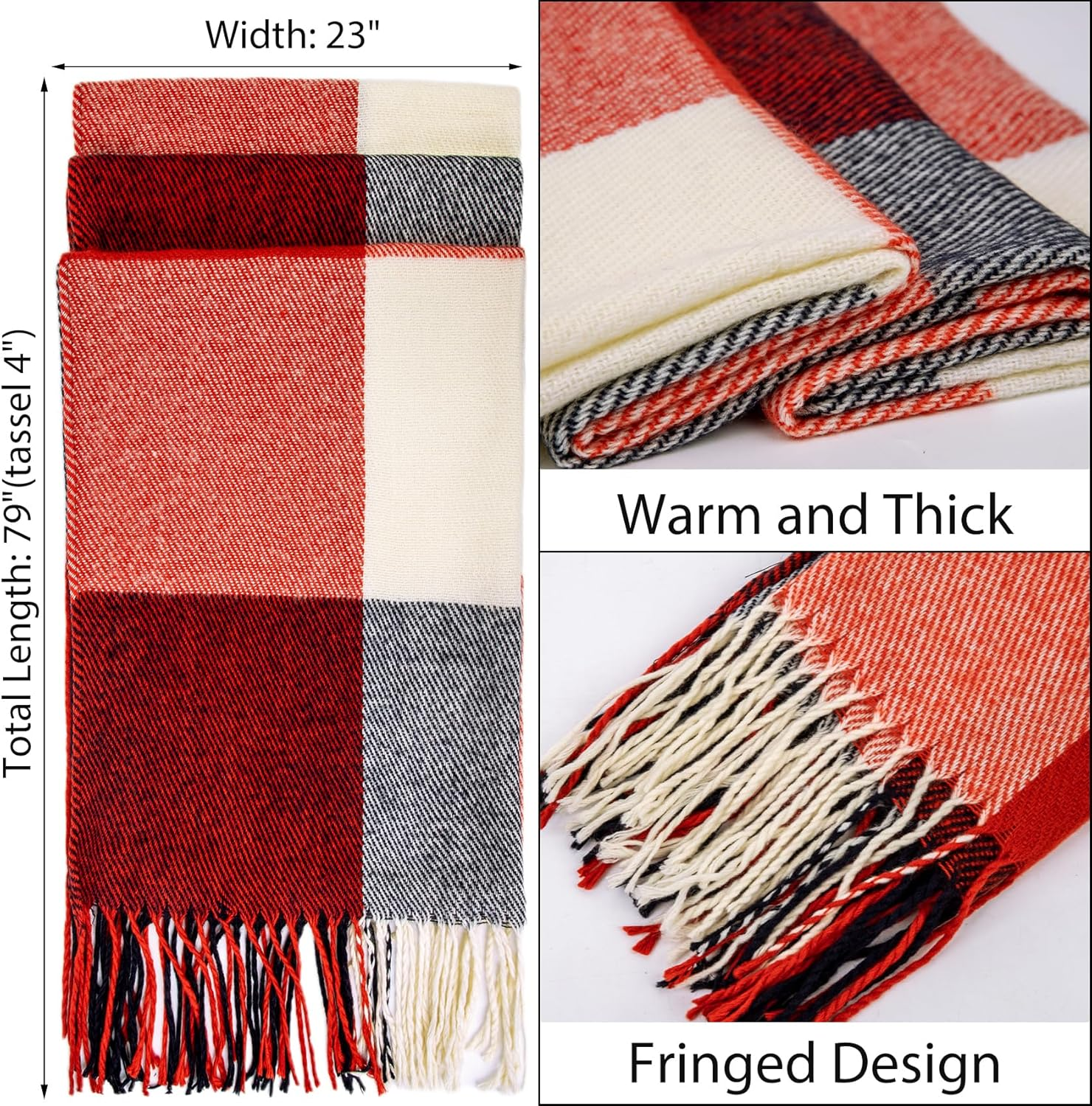 Womens Scarf Fashion Long Plaid Shawls Wraps Big Grid Winter Warm Lattice Large Scarves Gifts - Image 2