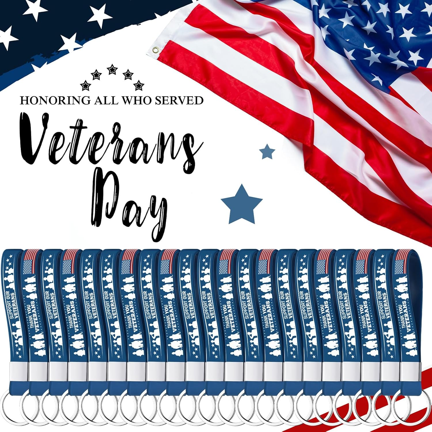 200 Pcs Veterans Day Gift Silicone Keychain Gifts Set Military Day Party Favors Bulk Patriotic Party Decoration Supplies - Image 5