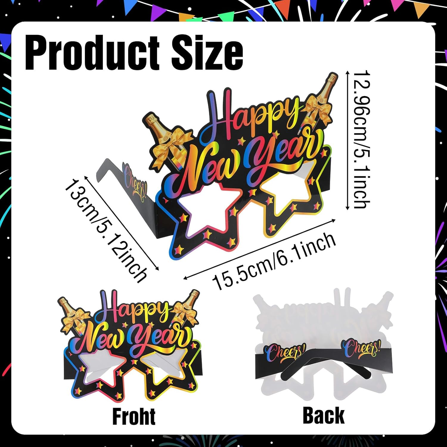 2026 New Year Party Eyeglasses,8 Pcs Eve Decorations Glasses Happy New Years Eve Party Photo Props Hello 2026 Novelty Paper Glasses Parties Favors Gift Supplies - Image 2