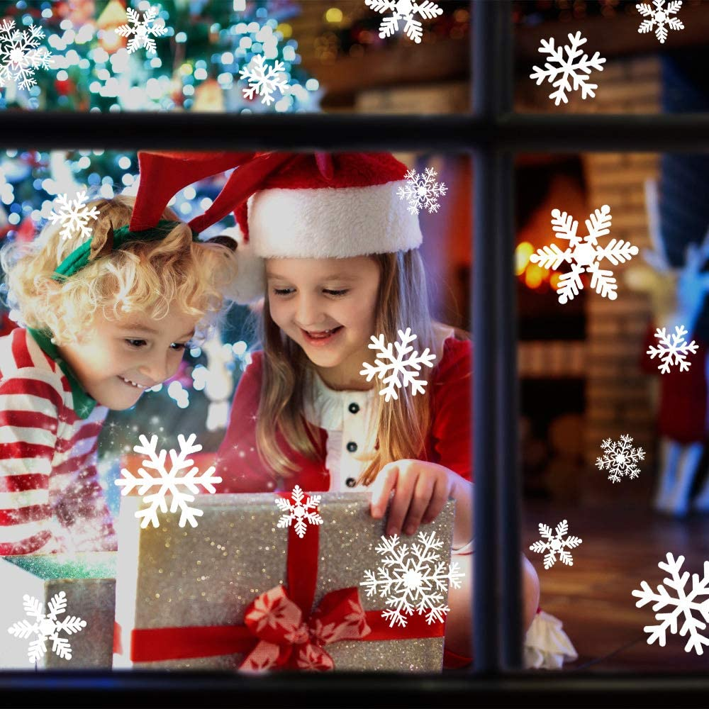 135Pcs Christmas Window Clings Snowflakes Window Decals Static Window Stickers for Christmas Decorations Windows Décor Ornaments Xmas Party Supplies Thanksgiving Party Décor - Image 2