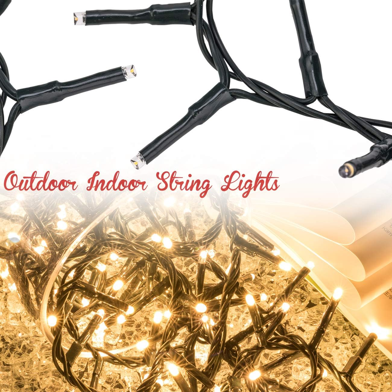 500 LED 49Ft Christmas Cluster Lights String Lights Decoration for Home Garden Wedding Party Xmas Tree Bedroom Indoor Outdoor Decor (Warm White) - Image 7