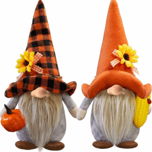 Fall Gnomes Plush Decor, 2Pack Thanksgiving Buffalo Plaid Gnome Plush Tomte Swedish Gnomes with Pumpkin Corn Sunflower, Fall Harvest Gnomes Decor Thanksgiving Autumn Holiday Home Decor Gifts