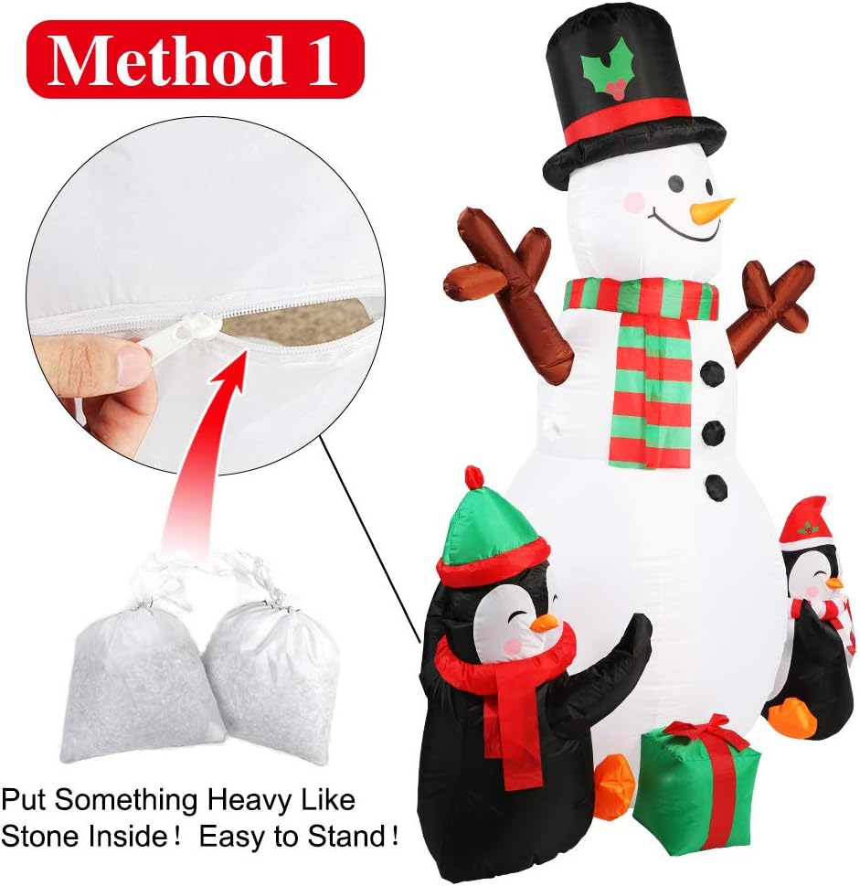 6Ft Christmas Inflatables Christmas Decorations Outdoor, Inflatable Snowman Penguin Blow up Yard Decorations with Rotating LED Lights for Indoor Outdoor Christmas Decorations Yard Garden Decor - Image 3
