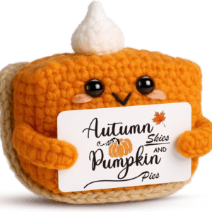 Thanksgiving Fall Decor Mini Pumpkin Pie Crochet Doll, Small Autumn Season Holiday Pumpkin Items Plush Gift, Cute Halloween Home Office Indoor Table Decoration, Christmas Stocking Stuffer Ornament