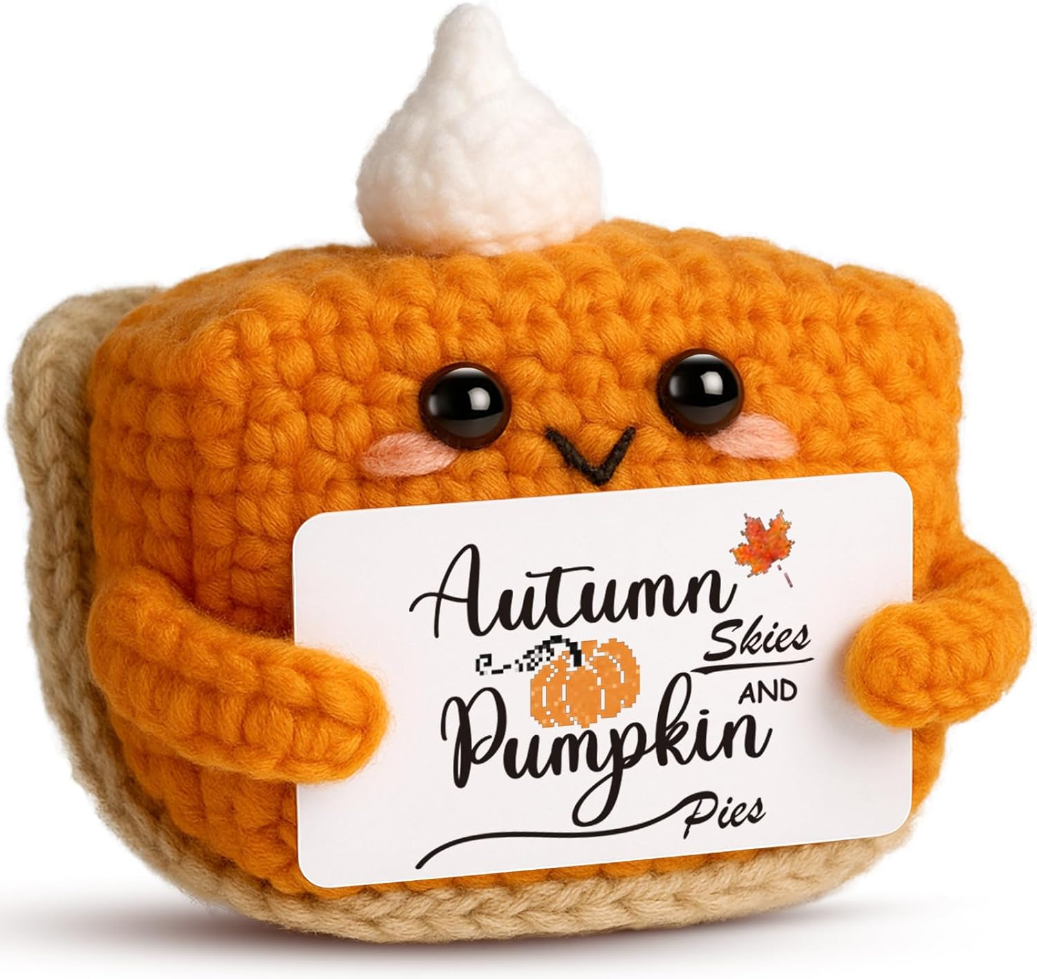 Thanksgiving Fall Decor Mini Pumpkin Pie Crochet Doll, Small Autumn Season Holiday Pumpkin Items Plush Gift, Cute Halloween Home Office Indoor Table Decoration, Christmas Stocking Stuffer Ornament