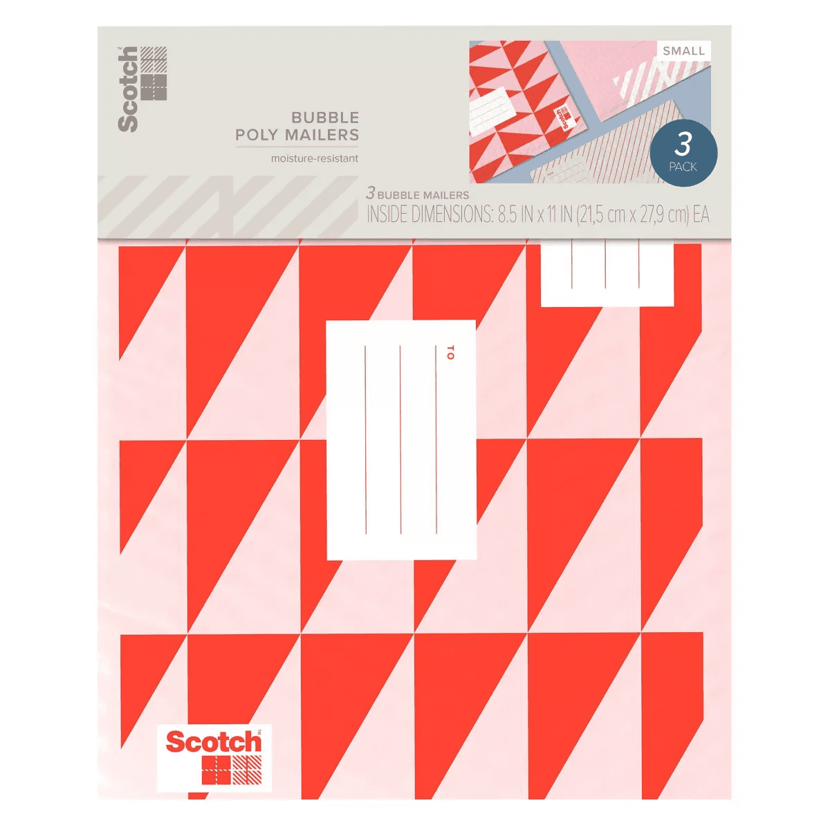 Scotch Poly Bubble Padded Mailer 3Pk Small Red - Image 2