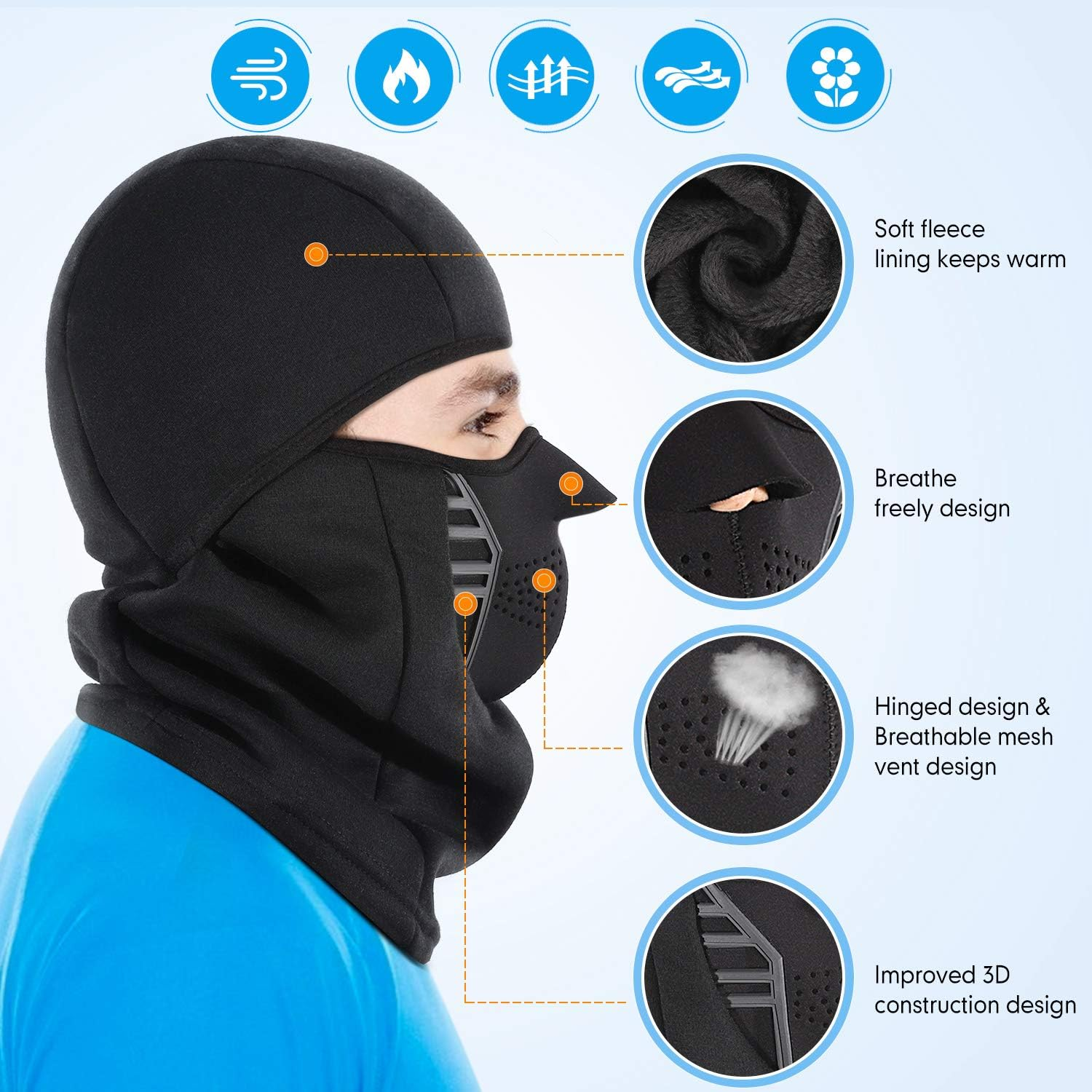 Winter Windproof Fleece Ski Mask Balaclava Headwear Motorcycle Thermal Face Mask Bandanas - Image 3