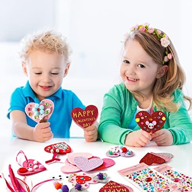 Valentine'S Day Crafts for Kids - 361PCS DIY Heart Craft Set for School Gift, 108 Hearts, 50 Googly Eyes, 60 Pom Poms, 36 Wooden Beads, Craft Supplies for Party Favor Decoration - Image 6