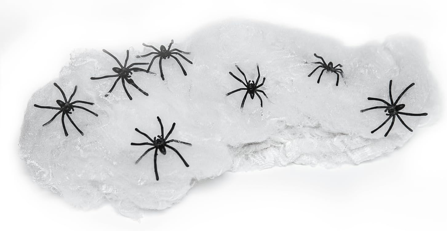 Halloween Spider Web Decoration, 200 Sqare Feet & Plastic Spiders, Halloween Party Supplies, Spider Webs (Small, 200 Sq Feet) (8 Fake Spiders Included) - Image 8