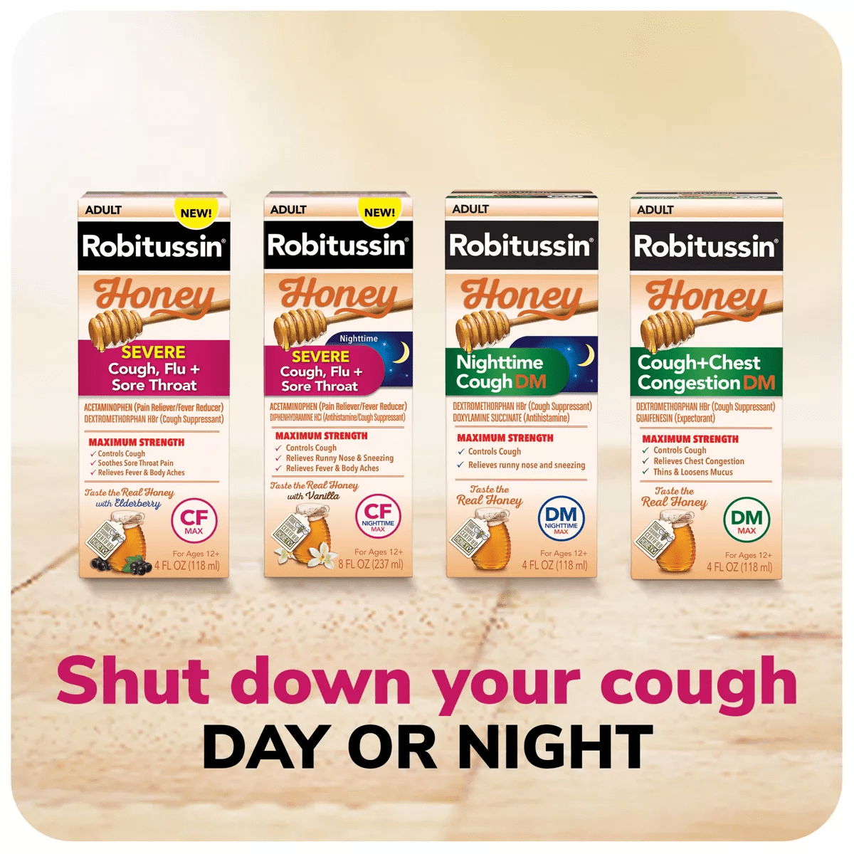 Robitussin Daytime Severe Cough, Flu and Sore Throat Syrup - Honey - 8 Fl Oz - Image 11