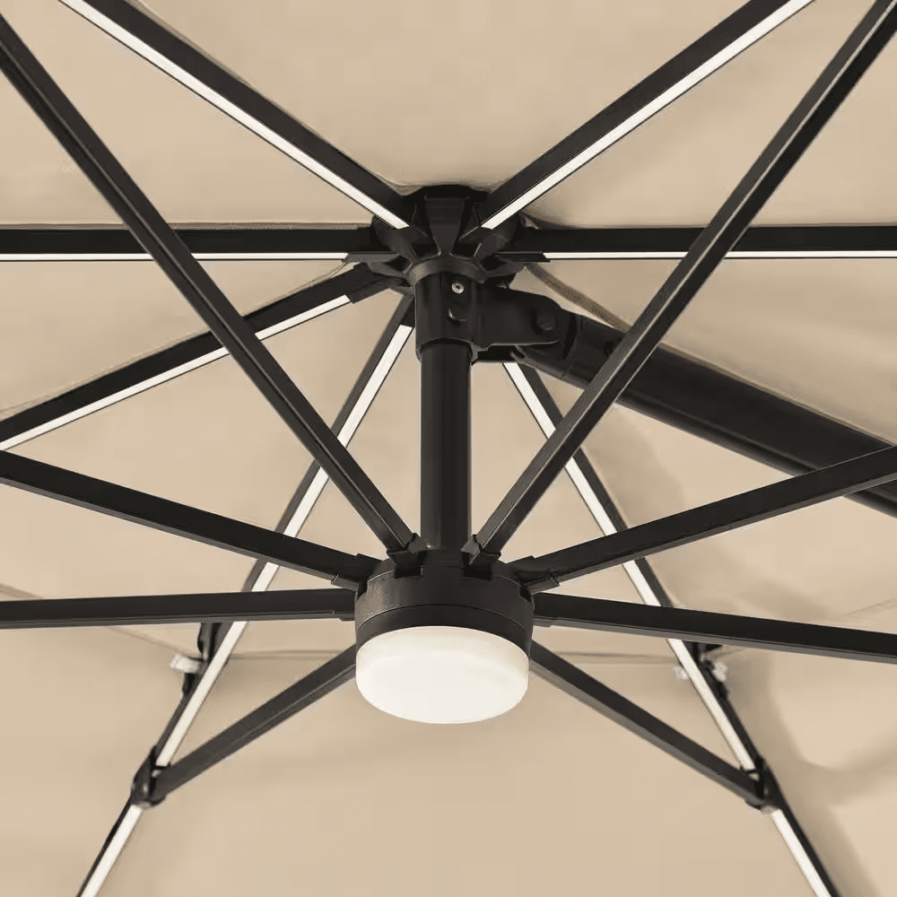 11 Ft. Aluminum Cantilever Solar LED Offset Patio Umbrella in Putty Beige - Image 4