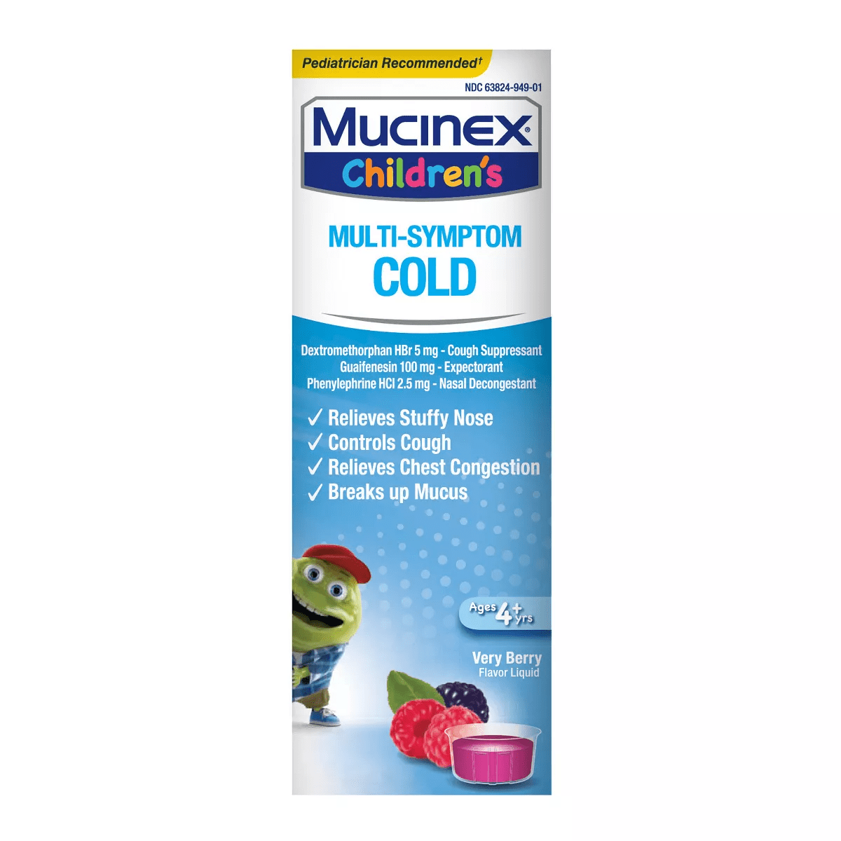 Mucinex Children'S Multi-Symptom Cold Medicine Liquid - Very Berry - 4 Fl Oz